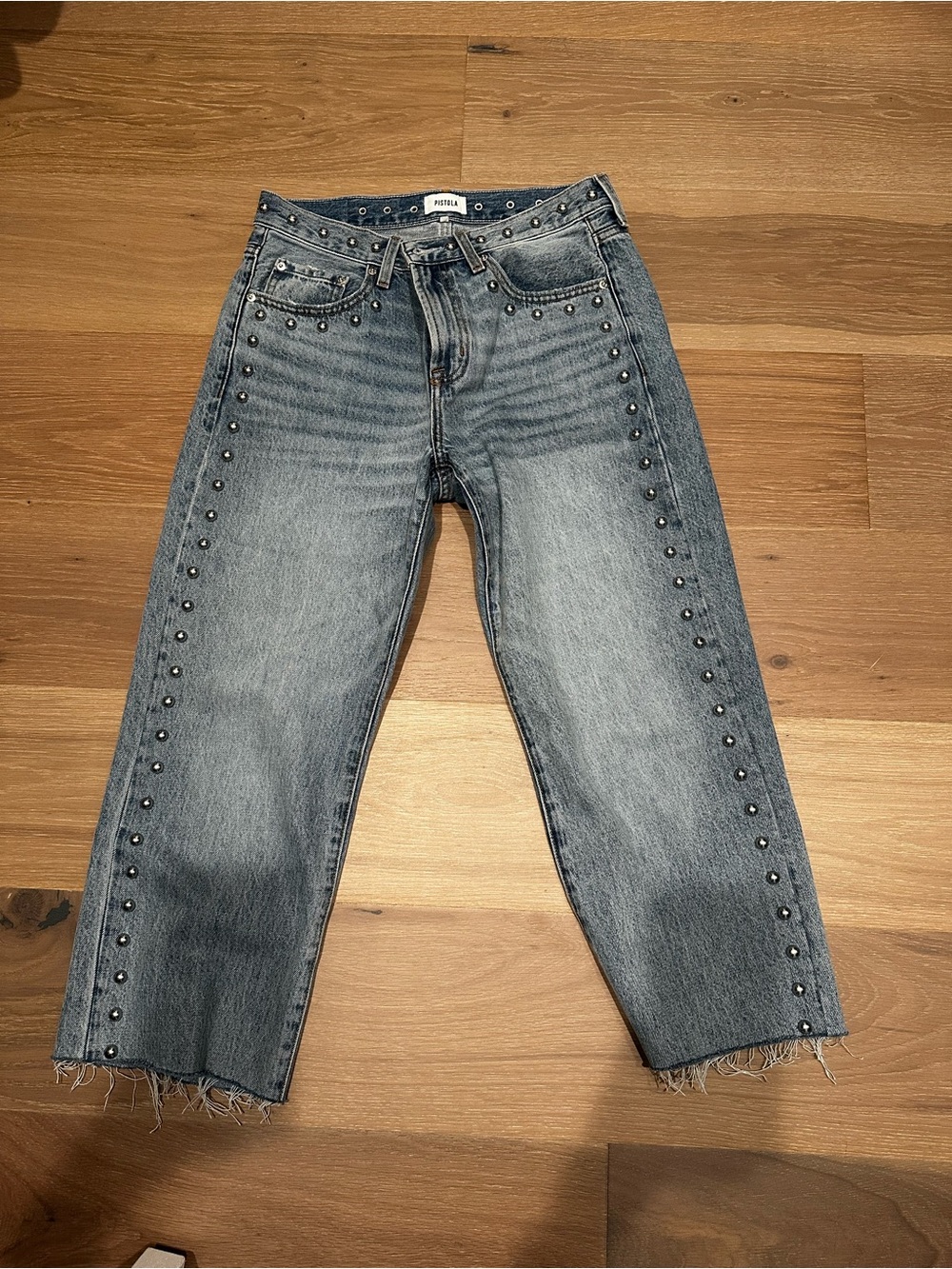 pistola Light Blue Studded Boyfriend Jeans